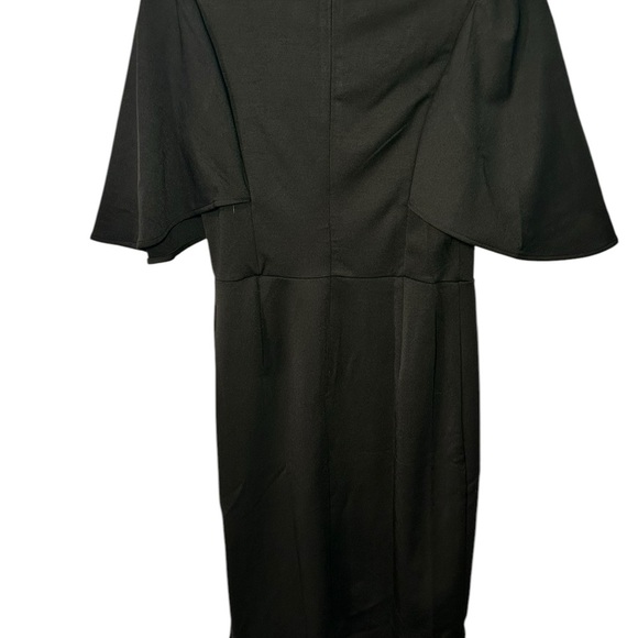 Grace Karin Black Midi Cape‎ Scoop Neck Fit Flare Sheath Midi Dress Size Medium - Picture 2 of 7